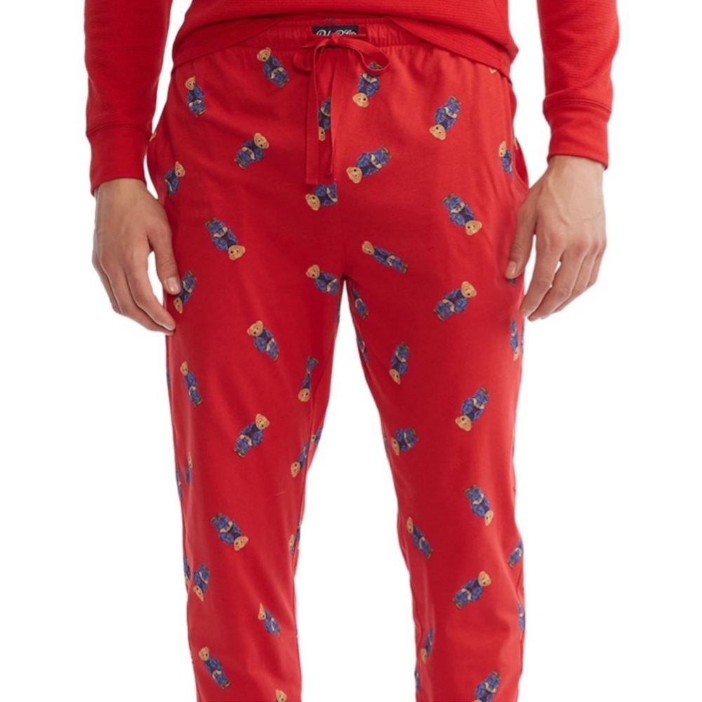 Polo Ralph Lauren Bear Print Jogger Lounge Pant - Red Size M